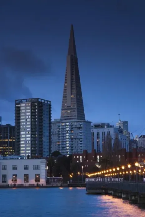 Framed Print : USA, California, San Francisco, Embarcadero, Transamerica Pyramid, dawn