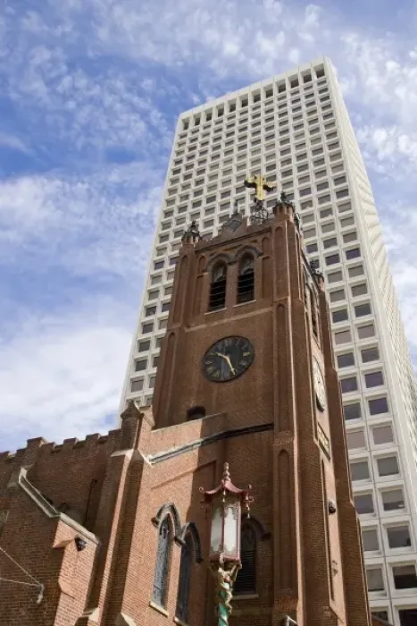 Framed Print : USA, California, San Francisco. Old St. Marys Cathedral and modern skyscraper Framed Print : USA, California, San Francisco. Old St. Marys Cathedral and modern skyscraper