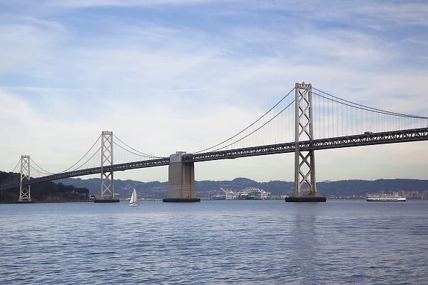 USA, California, San Francisco, Embarcadero, Bay Bridge, late afternoon