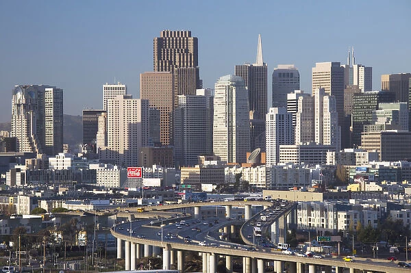 USA, California, San Francisco, Potrero Hill, view of downtown and I-280 highway