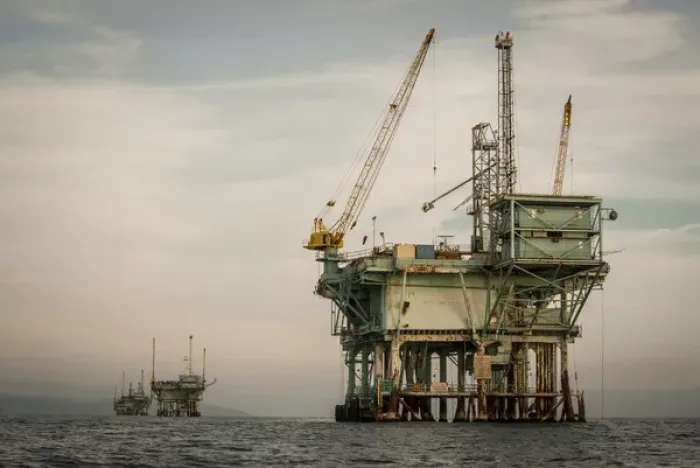 Framed Print : USA: California, Santa Barbara Channel, Platform C oil rig
