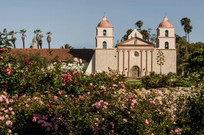 Framed Print : USA California, Santa Barbara, Mission and Rose Garden Framed Print : USA California, Santa Barbara, Mission and Rose Garden