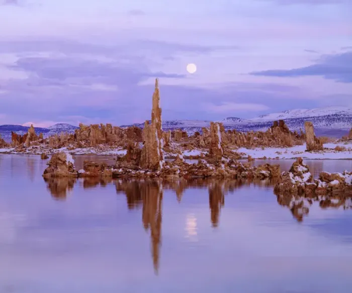 Framed Print : USA, California, Sierra Nevada Mountains. aFull Moon over Tufa Formations, Mono Lake