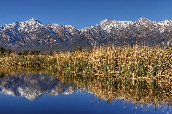 USA, California, Sierra Nevada Mountains. Mountains reflect in Billy Lake. Credit as