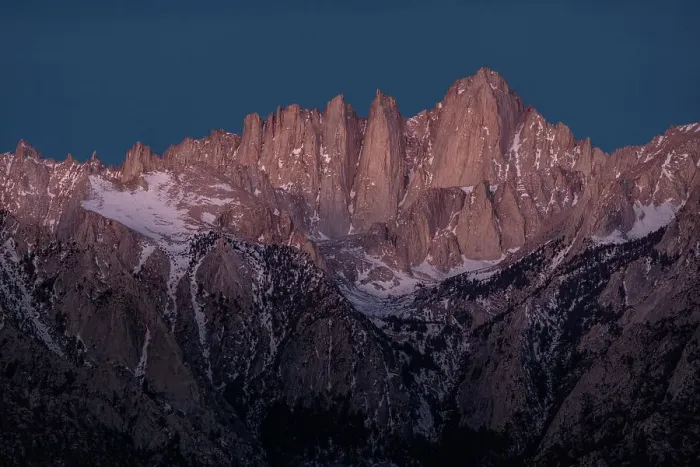 Framed Print : USA, California, Sierra Nevada Mountains. Alpenglow on Mt. Whitney at sunrise Framed Print : USA, California, Sierra Nevada Mountains. Alpenglow on Mt. Whitney at sunrise