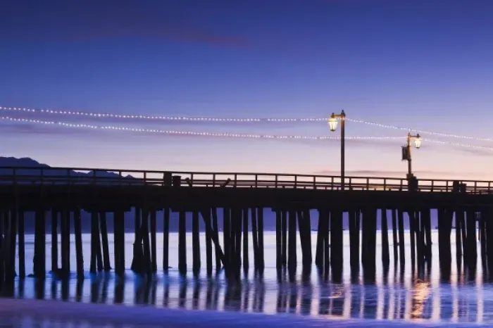 Framed Print : USA, California, Southern California, Santa Barbara, Stearns Wharf, dawn