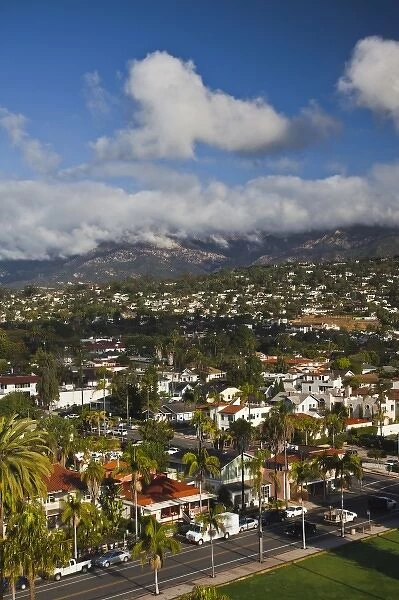 USA, California, Southern California, Santa Barbara, elevated city view from the