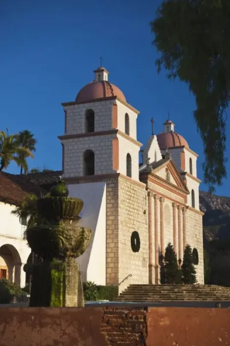Framed Print : USA, California, Southern California, Santa Barbara, Mission Santa Barbara, dawn