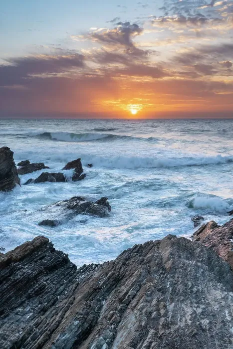 Framed Print : USA, California. Sunset at Montana de Oro State Park