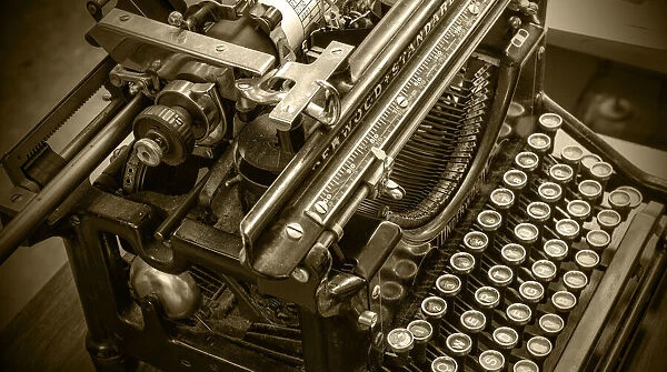 Usa, California. This vintage typewriter is part of the equipment at a historic radio receiving station at Point Reyes