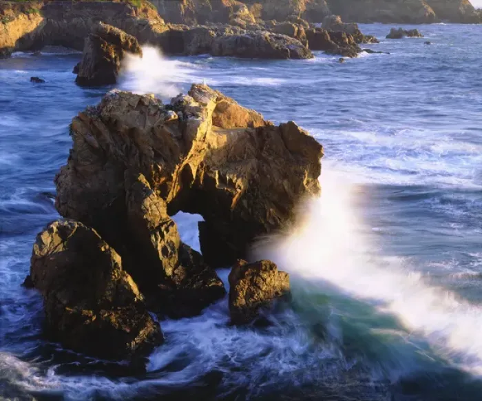 Framed Print : USA; California; Waves breaking on the Central California Coast