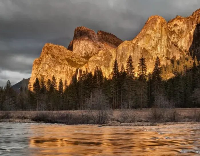Framed Print : USA, California, Yosemite National Park, The setting sun lights up Bridalveil Fall Framed Print : USA, California, Yosemite National Park, The setting sun lights up Bridalveil Fall