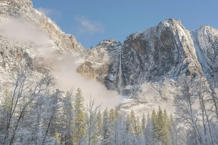 Framed Print : USA, California, Yosemite National Park. Upper Yosemite Falls after snowstorm. ©Don Grall  /  Jaynes Gallery  /  DanitaDelimont.com