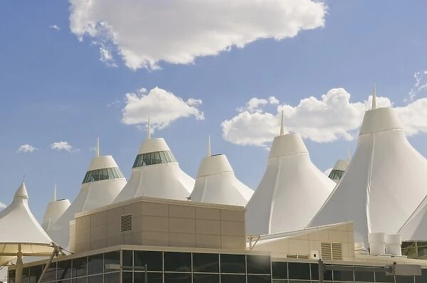 USA, CO, Denver. Architecture of Denver International Airport designed to resemble