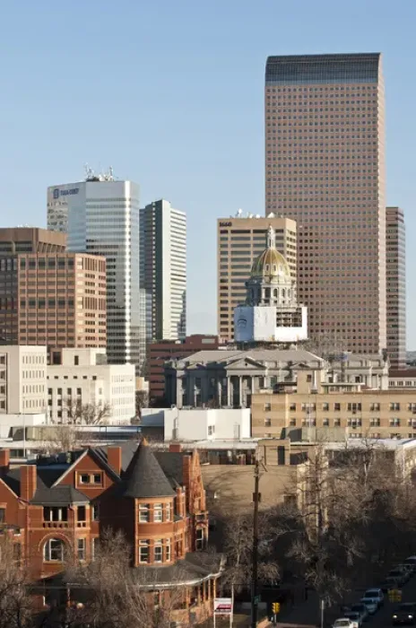 Framed Print : USA, CO, Denver. Restoration of the capitol dome beginning with partially complete