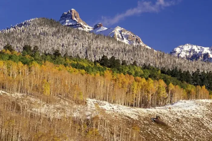 Framed Print : USA, CO, Mt. Sneffels Wilderness. Fall color and mountain landscape