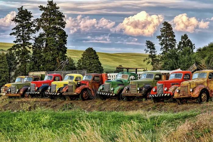 Framed Print : USA, Colfax, Washington State. Vintage trucks Framed Print : USA, Colfax, Washington State. Vintage trucks