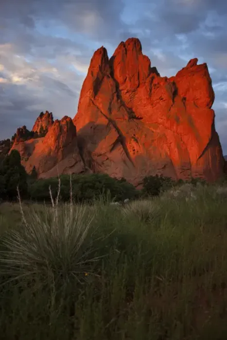 Framed Print : USA, Colorado, Colorado Springs. Sunrise on sandstone cliff in Garden of the Gods park Framed Print : USA, Colorado, Colorado Springs. Sunrise on sandstone cliff in Garden of the Gods park