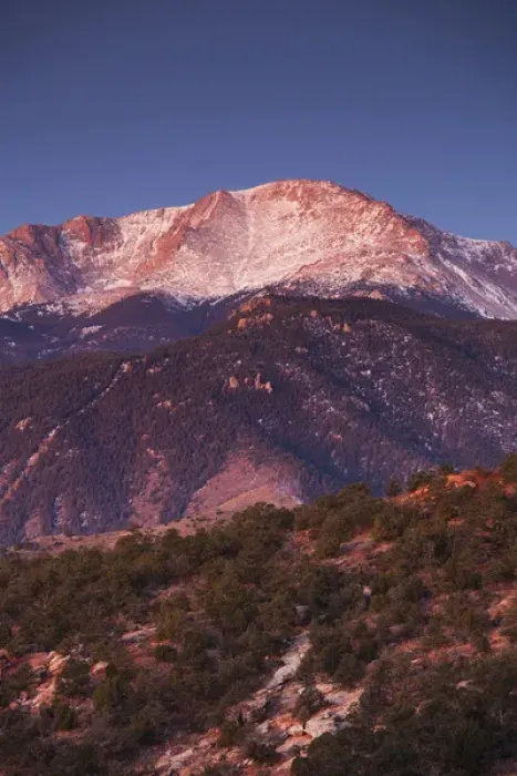 Framed Print : USA, Colorado, Colorado Springs, Garden of the Gods with view of Pikes Peak, dawn