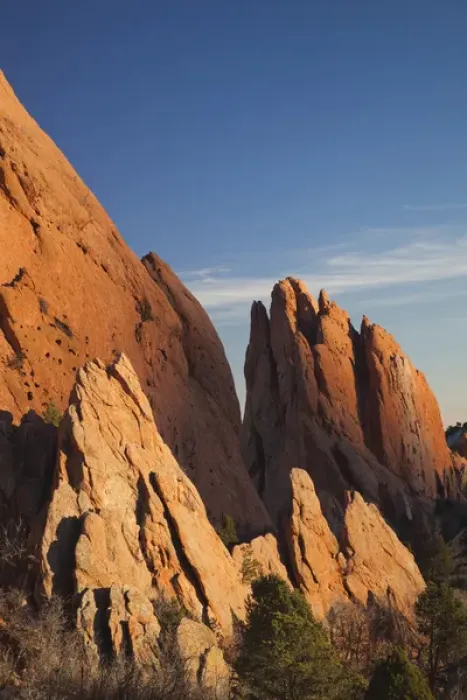 Framed Print : USA, Colorado, Colorado Springs, Garden of the Gods, rock formations at sunset