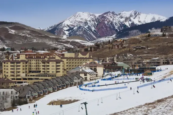 Framed Print : USA, Colorado, Crested Butte, Mount Crested Butte Ski Village, elevated view