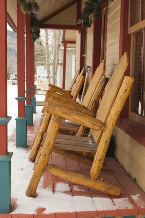 Framed Print : USA, Colorado, Crested Butte, rocking chairs on porch Framed Print : USA, Colorado, Crested Butte, rocking chairs on porch