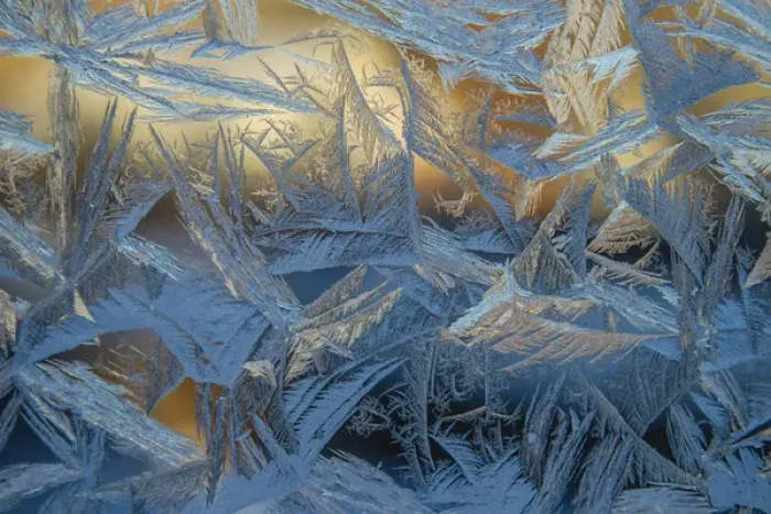 Framed Print : USA, Colorado, Denver. Frost on a window