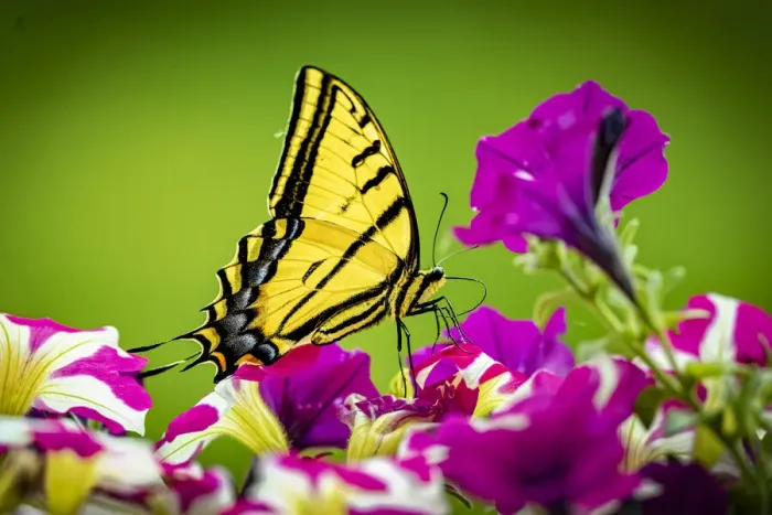 Framed Print : USA, Colorado, Fort Collins. Eastern tiger swallowtail on petunia flowers Framed Print : USA, Colorado, Fort Collins. Eastern tiger swallowtail on petunia flowers