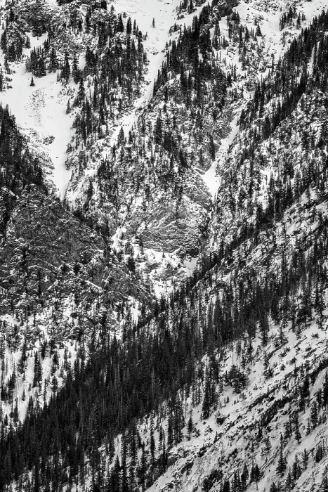 Framed Print : USA, Colorado, Frisco, Snow-filled chutes above I-70 near Copper Mountain