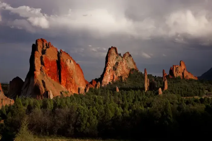 Framed Print : USA, Colorado, Garden of the Gods. Sunset light on sandstone formations. Credit as Framed Print : USA, Colorado, Garden of the Gods. Sunset light on sandstone formations. Credit as