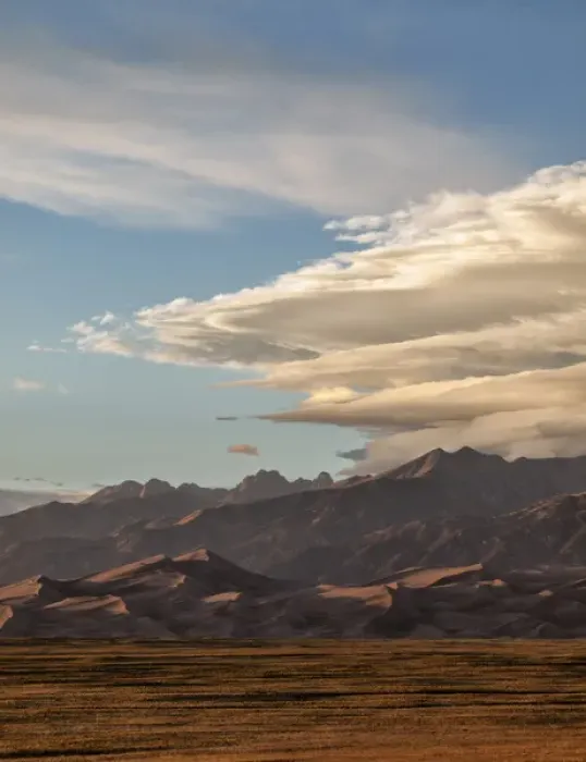 Framed Print : USA, Colorado, Great Sand Dunes National Park and Preserve, Lenticular clouds over