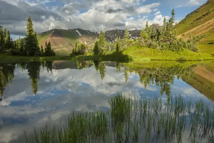 Framed Print : USA, Colorado, Gunnison National Forest. Paradise Divide and pond reflection. Credit as Framed Print : USA, Colorado, Gunnison National Forest. Paradise Divide and pond reflection. Credit as