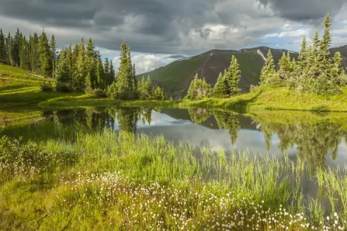 Framed Print : USA, Colorado, Gunnison National Forest. Paradise Divide and pond reflection. Credit as Framed Print : USA, Colorado, Gunnison National Forest. Paradise Divide and pond reflection. Credit as