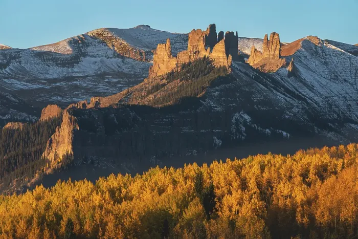 Framed Print : USA, Colorado, Gunnison National Forest. Aspen forest and The Castles rock formations. ©Don Grall / Jaynes Gallery / DanitaDelimont.com Framed Print : USA, Colorado, Gunnison National Forest. Aspen forest and The Castles rock formations. ©Don Grall / Jaynes Gallery / DanitaDelimont.com