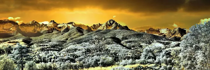 Framed Print : USA, Colorado. Infrared of panorama of the Mount Snaffles range