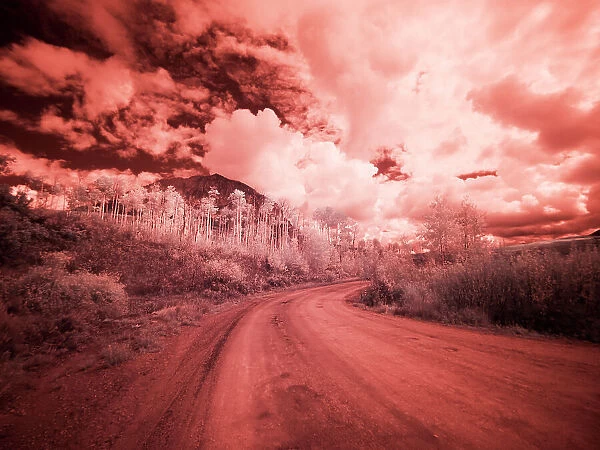 USA, Colorado. Infrared of road through Kebler Pass