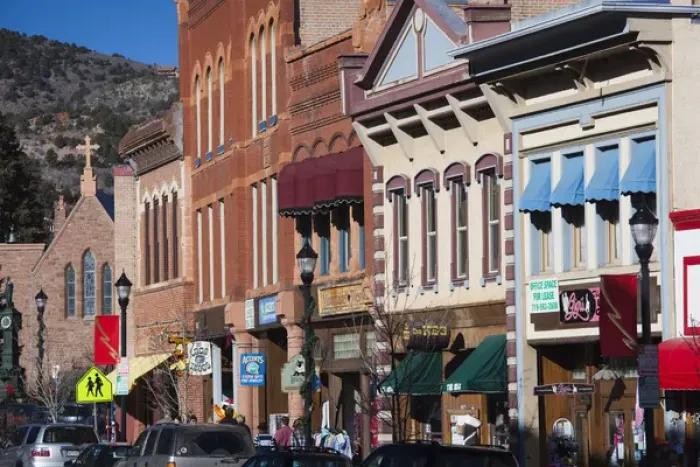 Framed Print : USA, Colorado, Manitou Springs, Manitou Avenue Framed Print : USA, Colorado, Manitou Springs, Manitou Avenue