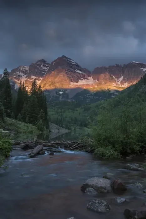 Framed Print : USA, Colorado, Maroon Bells State Park. Summer sunrise storm clouds on Maroon Bells mountains Framed Print : USA, Colorado, Maroon Bells State Park. Summer sunrise storm clouds on Maroon Bells mountains