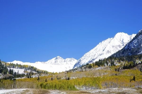 USA, Colorado, Mt. Crested Butte, Autumn Color With Gothic Mountain