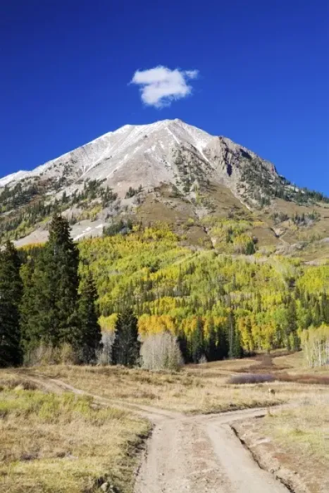 Framed Print : USA, Colorado, Mt. Crested Butte, Fork in the Country Backroad with Mountain in Background Framed Print : USA, Colorado, Mt. Crested Butte, Fork in the Country Backroad with Mountain in Background