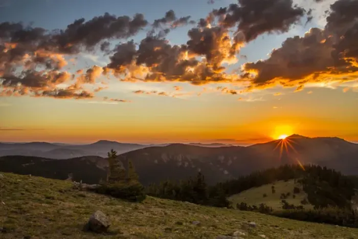Framed Print : USA, Colorado, Mt. Evans. Bristlecone pines and clouds at sunrise