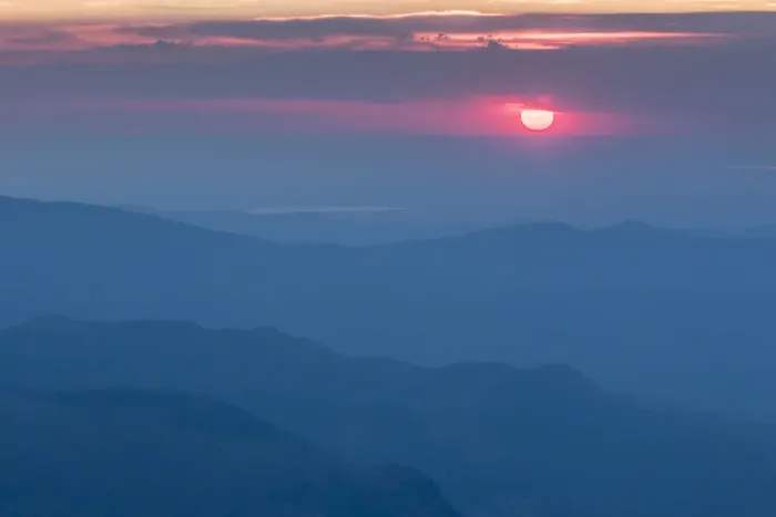 Framed Print : USA, Colorado, Mt. Evans. Smoky sunrise. Credit as: Cathy and Gordon Illg  /  Jaynes