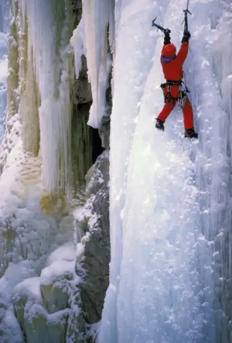 Framed Print : USA, Colorado, Ouray. Ice Climbing. (MR)