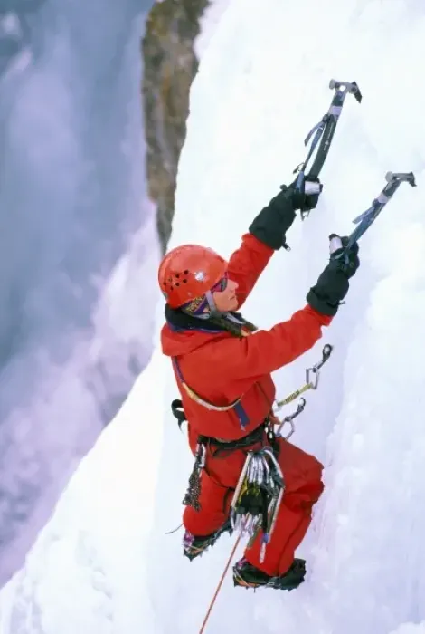 Framed Print : USA, Colorado, Ouray. Ice Climbing. (MR)