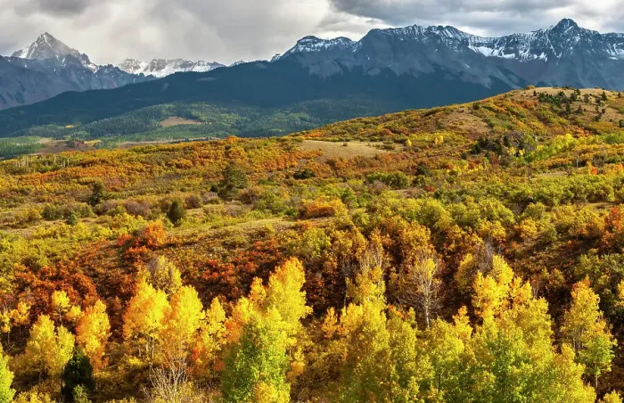Framed Print : USA, Colorado. Panoramic of San Juan Mountains and valley forest in autumn Framed Print : USA, Colorado. Panoramic of San Juan Mountains and valley forest in autumn