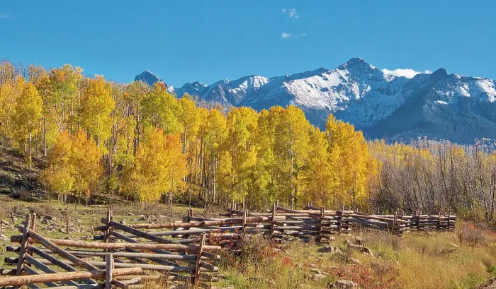 Framed Print : USA, Colorado, Quray. Dallas Divide, sunrise on the Mt. Snaffles with autumn colors and split rail fence Framed Print : USA, Colorado, Quray. Dallas Divide, sunrise on the Mt. Snaffles with autumn colors and split rail fence