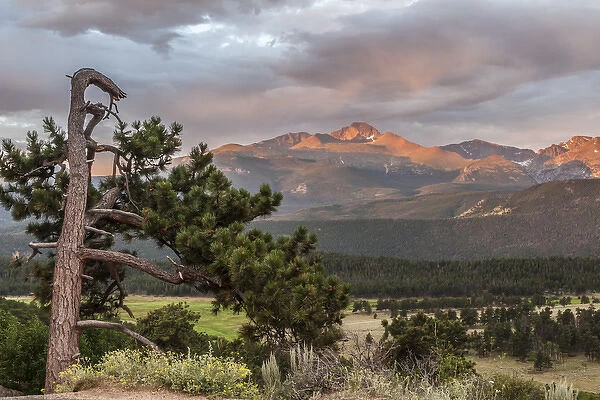 USA, Colorado, Rocky Mountain National Park. Sunrise on Longs Peak. Credit as