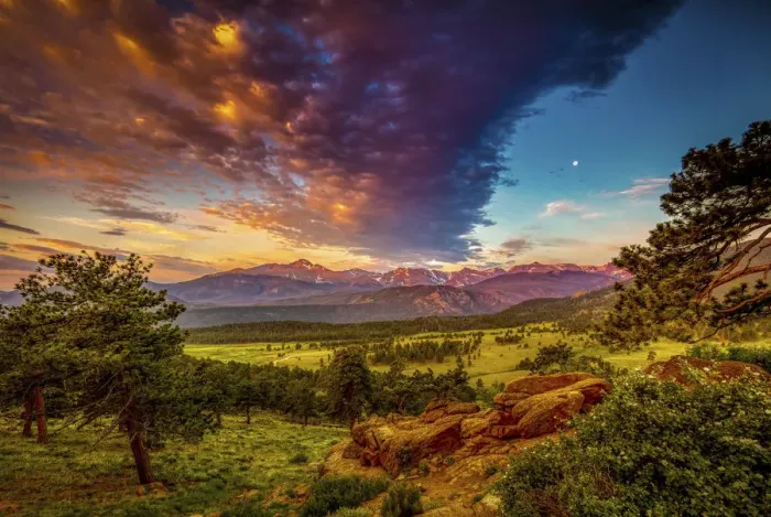 Framed Print : USA, Colorado, Rocky Mountain National Park. Mountain and valley landscape at sunset Framed Print : USA, Colorado, Rocky Mountain National Park. Mountain and valley landscape at sunset