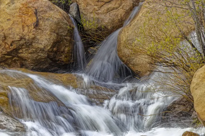 Framed Print : USA, Colorado, Rocky Mountain National Park. Close-up scenic of waterfall and rocks Framed Print : USA, Colorado, Rocky Mountain National Park. Close-up scenic of waterfall and rocks