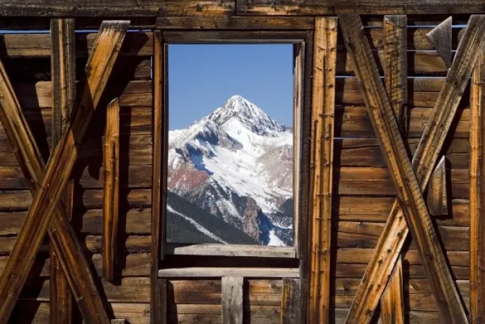 Framed Print : USA, Colorado, Rocky Mountains, San Juan Mountains. The window of a miners cabin Framed Print : USA, Colorado, Rocky Mountains, San Juan Mountains. The window of a miners cabin